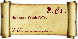 Mateas Csobán névjegykártya